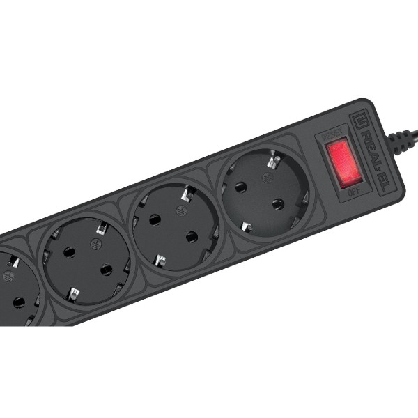 Фото - Мережевий фільтр REAL-EL RS-Protect 505 1.8 м Black (EL122300044)
